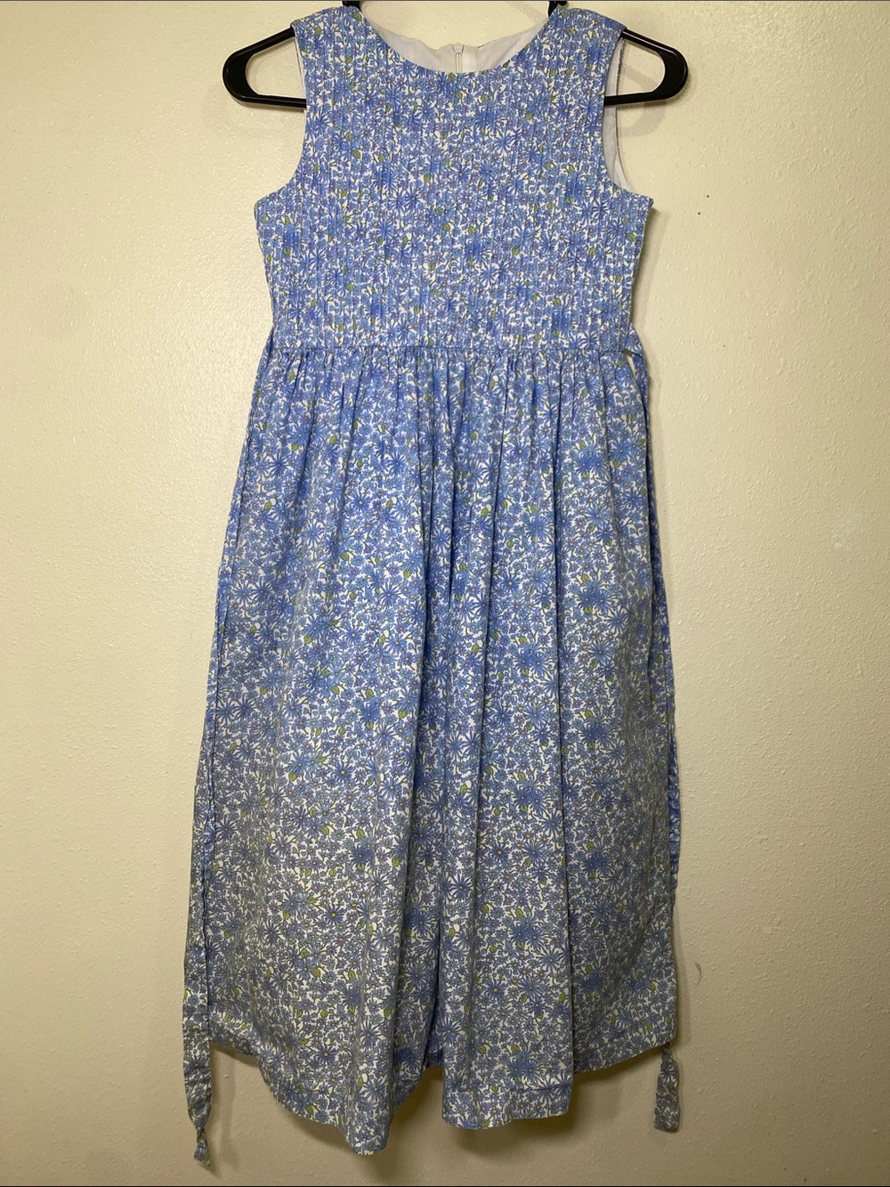 Jayne Copeland Light Blue Floral Smocked Sundress